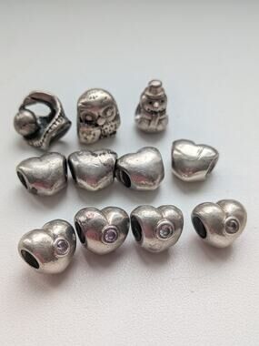Pandora Sterling Silver Set of Eleven Charm Beads 925 ALL BROKEN